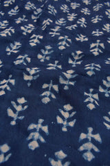 Indigo Blue Chanderi Cotton Floral Leaves HandBlock Printed Saree