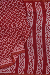 Deep Red Chanderi Cotton HandBlock Printed Saree