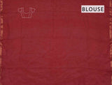 Deep Red Chanderi Cotton HandBlock Printed Saree