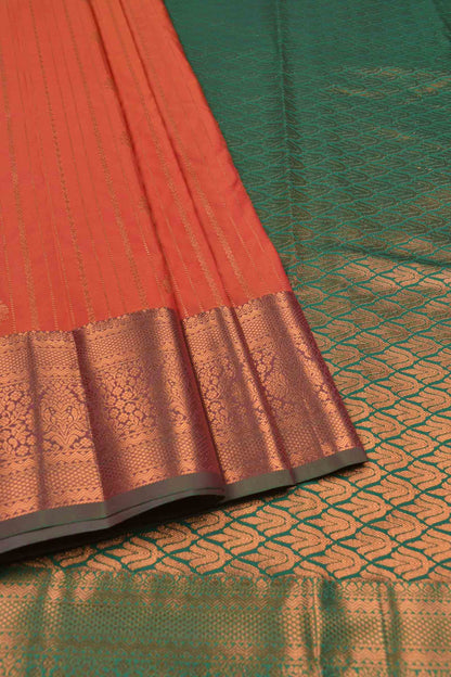 Orange  Semi Soft Silk Traditional Chain Butta Contrast Pallu Saree