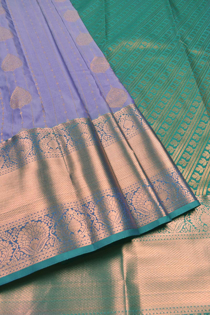 Light Violet Semi Soft Silk Zari Lines Traditional Butta Saree