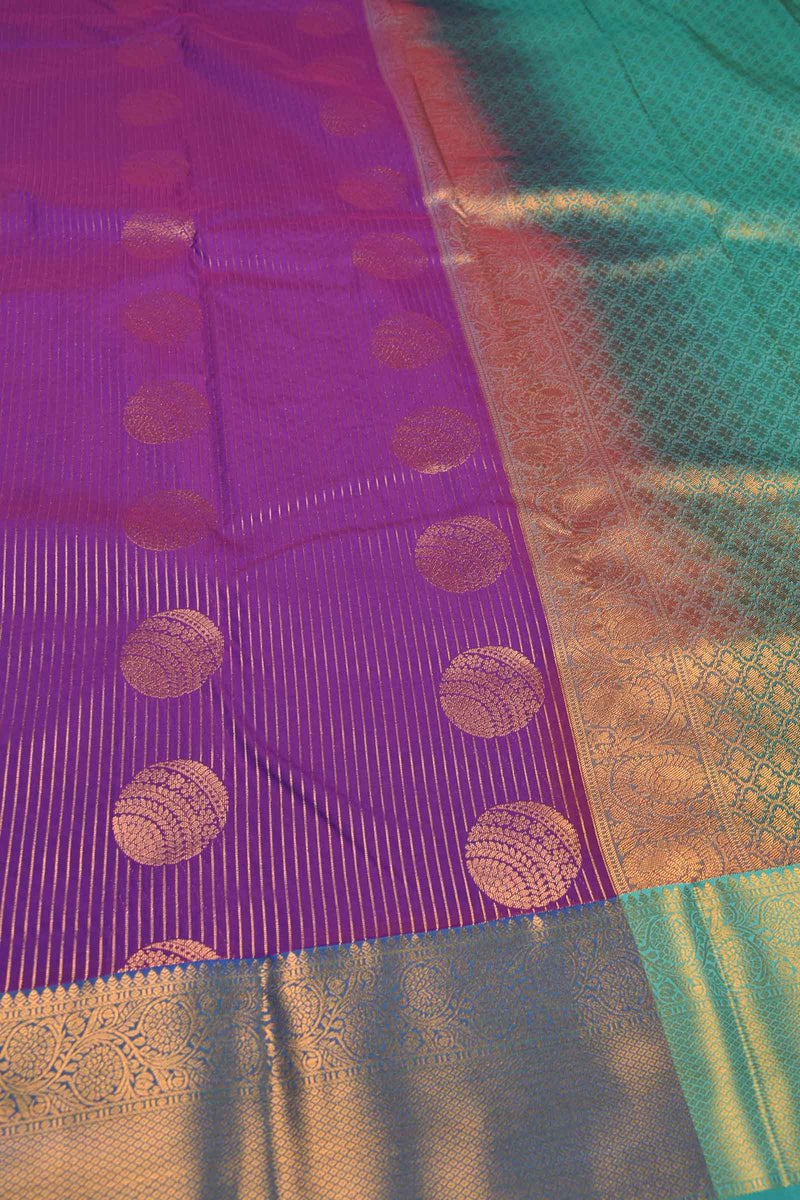 Dark Violet Semi Soft Silk Zari Lines Fancy Sphere Butta Saree