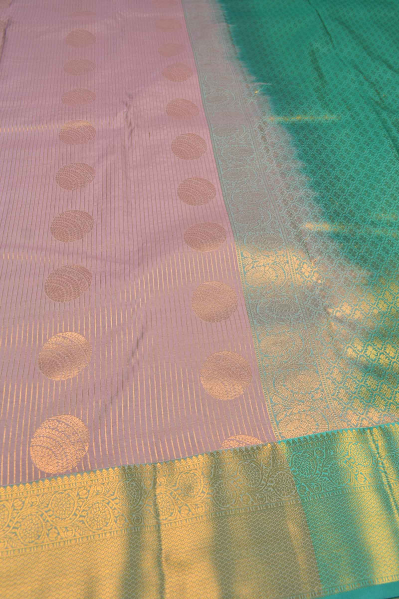 Light Violet Semi Soft Silk Zari Lines Fancy Sphere Butta Saree