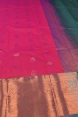 Dark Pink Semi Soft Silk Zari Lines Traditional Buta Saree