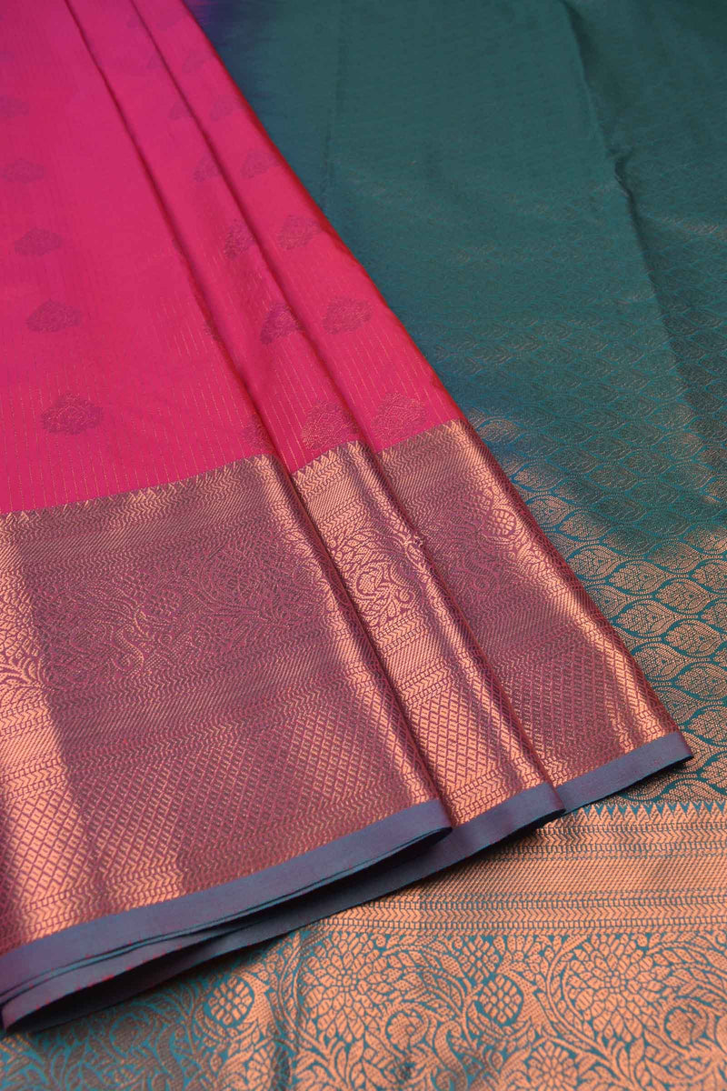 Dark Pink Semi Soft Silk Zari Lines Traditional Buta Saree