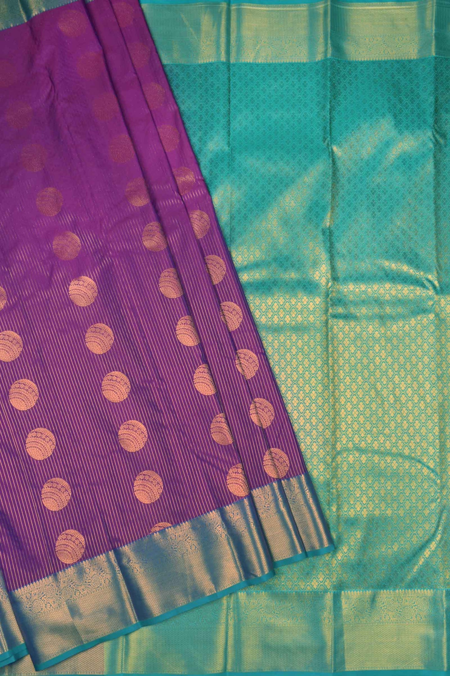 Dark Violet Semi Soft Silk Zari Lines Fancy Sphere Butta Saree