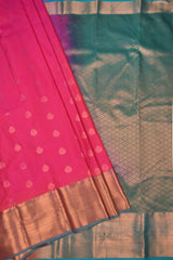 Dark Pink Semi Soft Silk Zari Lines Traditional Buta Saree