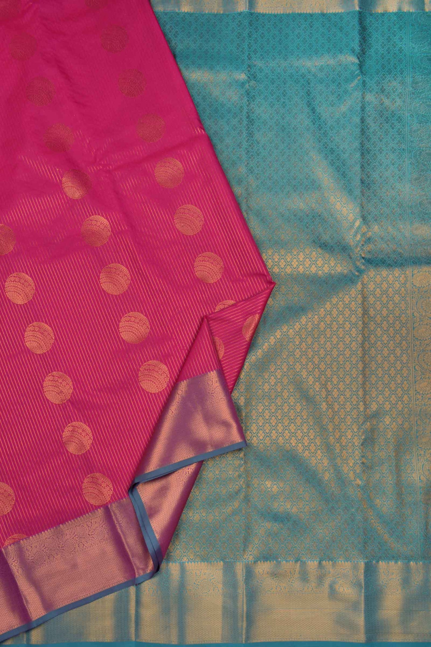 Dark Pink Semi Soft Silk Zari Lines Fancy Sphere Butta Saree