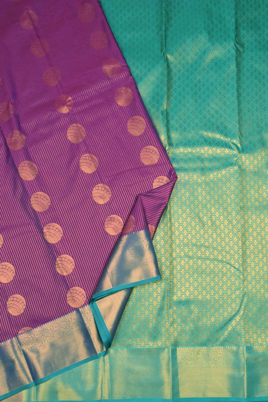 Dark Violet Semi Soft Silk Zari Lines Fancy Sphere Butta Saree