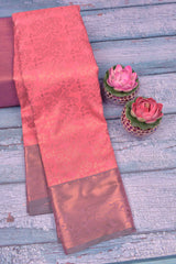 Pink Semi Tissue Silk All Over Jacquard Contrast Green Pallu Tissue Saree