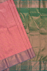 Pink Semi Tissue Silk All Over Jacquard Contrast Green Pallu Tissue Saree