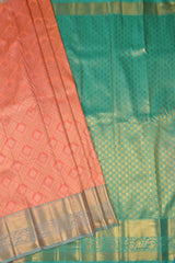 Peach Orange Semi Tissue Silk Fancy Design Contrast Pallu Saree