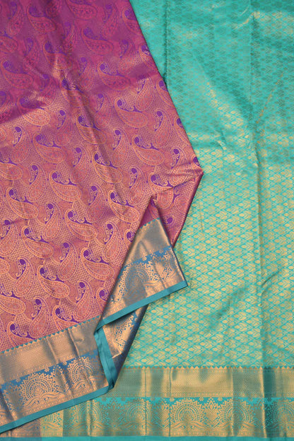 Violet Semi Silk All Over Paisely Butta Contrast Border Saree