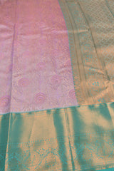 Violet Semi Silk Fancy Jacquard Contrast Green Border Tissue Saree