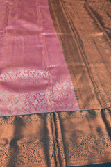 Pink With Silver Semi Silk Rich Jacquard Contrast Green Border Tissue Saree