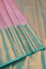 Violet Semi Silk Fancy Jacquard Contrast Green Border Tissue Saree