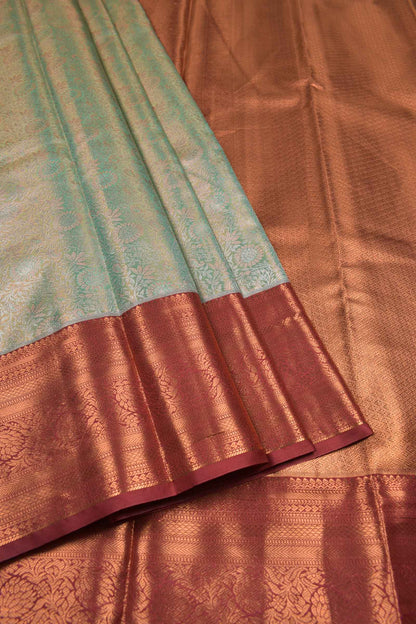 Light Green Semi Silk Fancy Design Contrast Traditional Border Tissue Saree