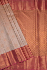 Peach Semi Silk Rich Jacquard Contrast Pink Border Tissue Saree