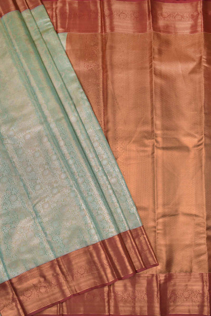 Light Green Semi Silk Fancy Design Contrast Traditional Border Tissue Saree