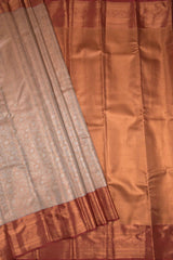 Peach Semi Silk Rich Self Jacquard Contrast Traditional Border Tissue Saree