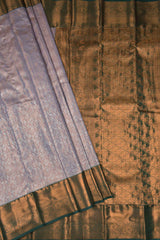 Light Violet With Silver Semi Silk Fancy Jacquard Contrast Green Border Tissue Saree