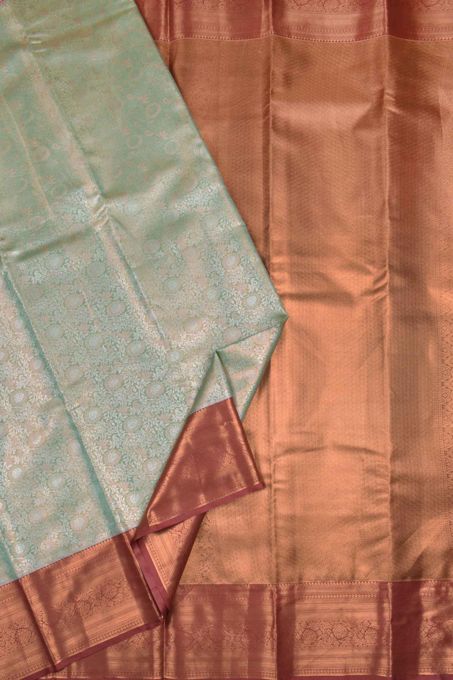 Light Green Semi Silk Fancy Design Contrast Traditional Border Tissue Saree