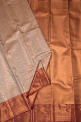 Peach Semi Silk Rich Self Jacquard Contrast Traditional Border Tissue Saree