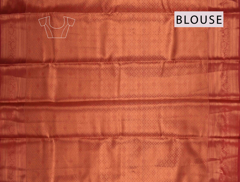 Peach With Silver Semi Silk Fancy Design Contrast Maroon Border Tissue Saree