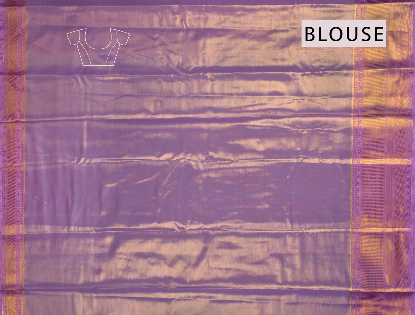 Golden Blue Semi Silk Tissue  Feathers Design Violet Zari Border Saree