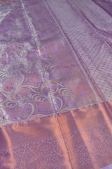 Light Violet Semi Silk Tissue Fancy Waves Design Zari Border Saree