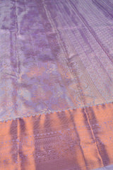 Light Violet Semi Silk Tissue Fancy Leaves Design Zari Border Saree