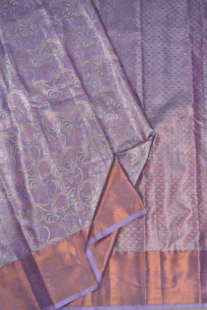 Light Violet Semi Silk Tissue Fancy Waves Design Zari Border Saree