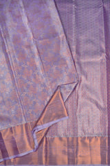 Light Violet Semi Silk Tissue Fancy Leaves Design Zari Border Saree