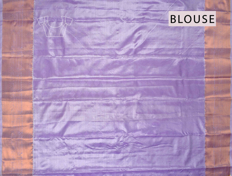 Light Violet Semi Silk Tissue Fancy Leaves Design Zari Border Saree