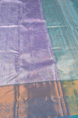 Light Violet Semi Silk Tissue Floral Design Blue Pallu Saree