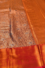 Peach Semi Silk Tissue Rich Jacquard Red Border Saree