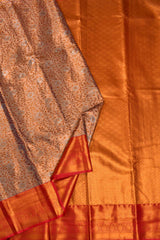 Peach Semi Silk Tissue Rich Jacquard Red Border Saree