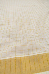 Off White Pure Kerala Cotton Small Checks Zari Border Checks Pallu Saree