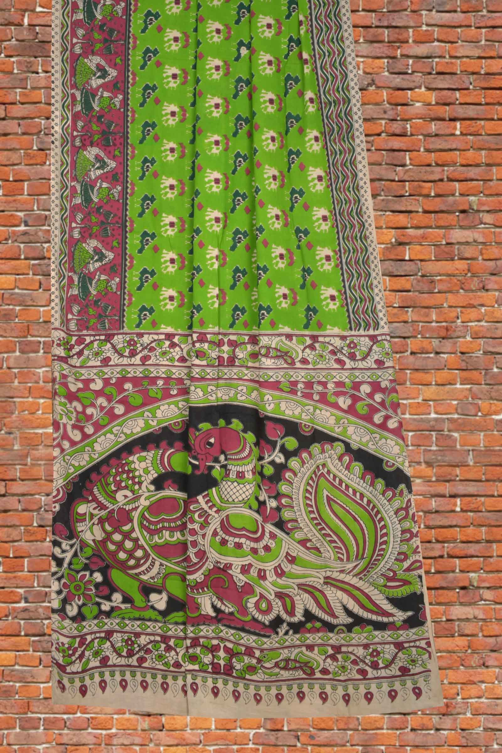 Kalamkari Silk Puff Midi - Green main image 1