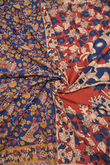 Blue Kalamkari Pure Cotton Peacock Printed Saree