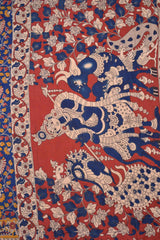 Blue Kalamkari Pure Cotton Peacock Printed Saree