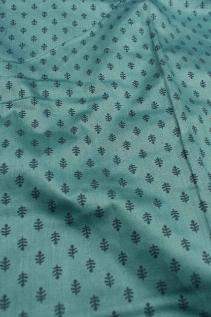 Blue Green Cotton Chudithar Material Ajrakh printed Top Paisely Border Printed Dupatta Suit