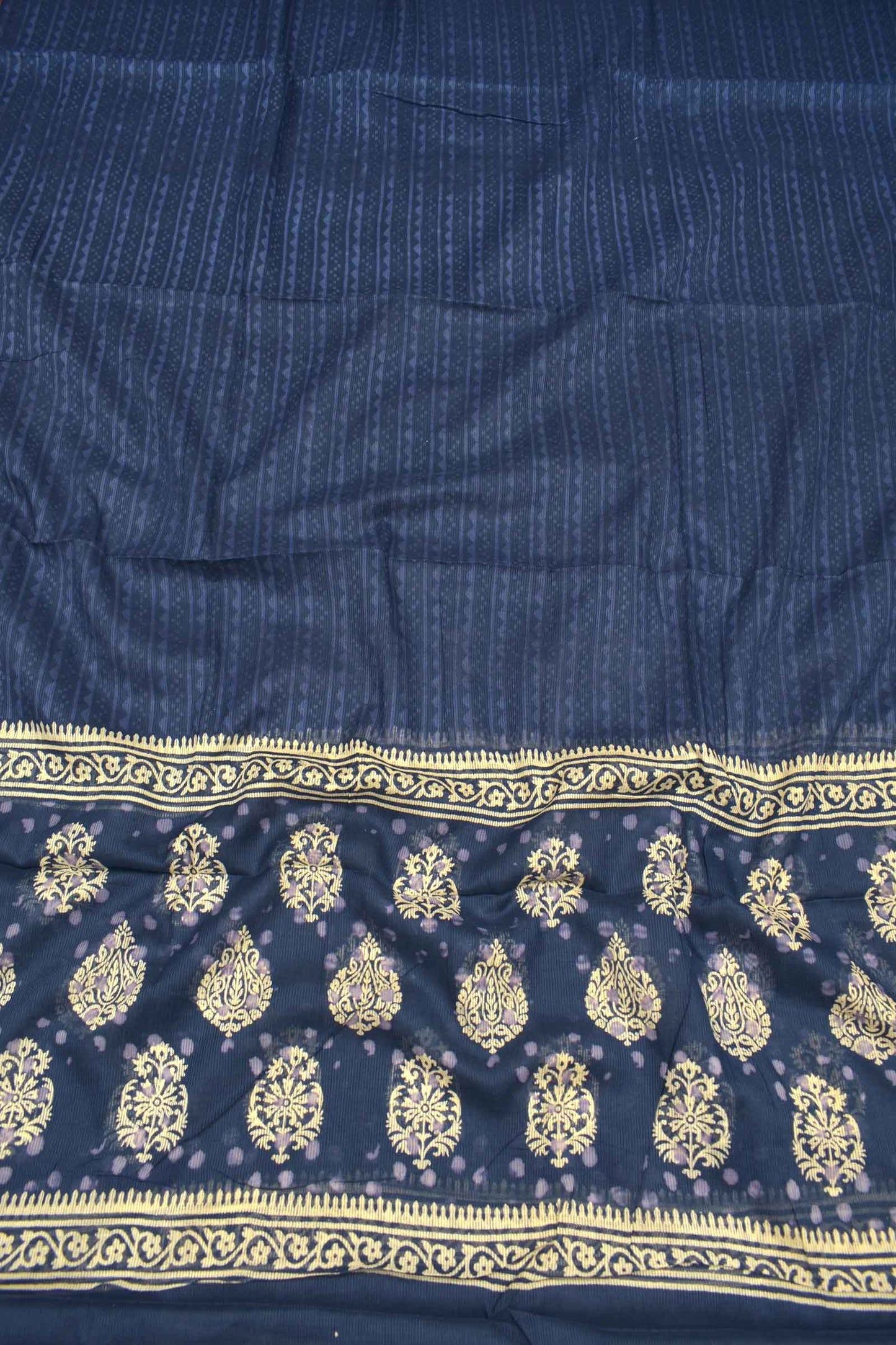 Blue Mangalagiri Cotton Chudithar Dress Material Printed Top Zari Border Suit