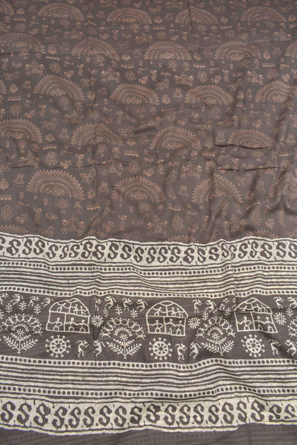 White Cotton Chudithar Material Fancy Embroidery Warli Print Bottom Dupatta Suit