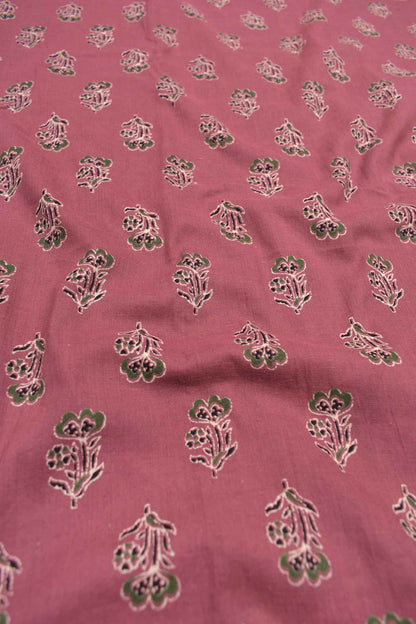 Pink Chudithar Material Printed Top Ajrakh Printed Dupatta Suit