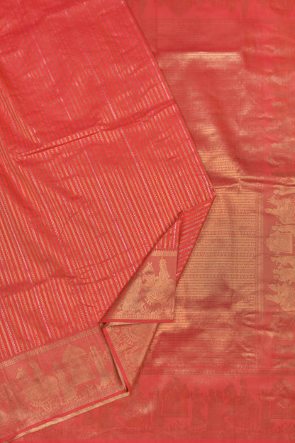 Red Semi Silk All Over Zari Lines Fancy Border Saree