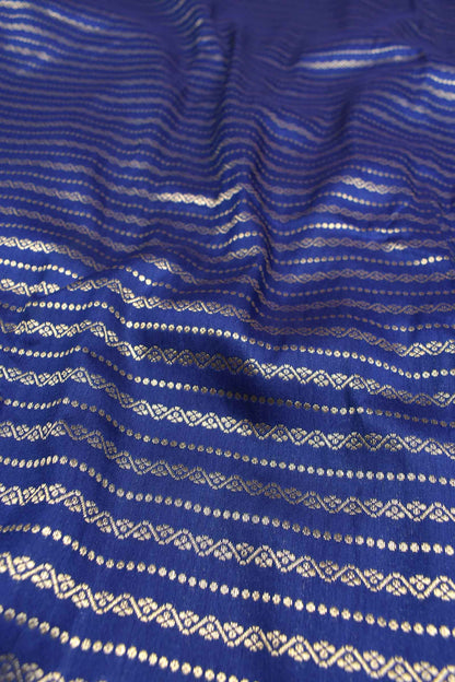 Navy Blue Semi Silk All Over Zari Kolam Lines Temple Border Saree