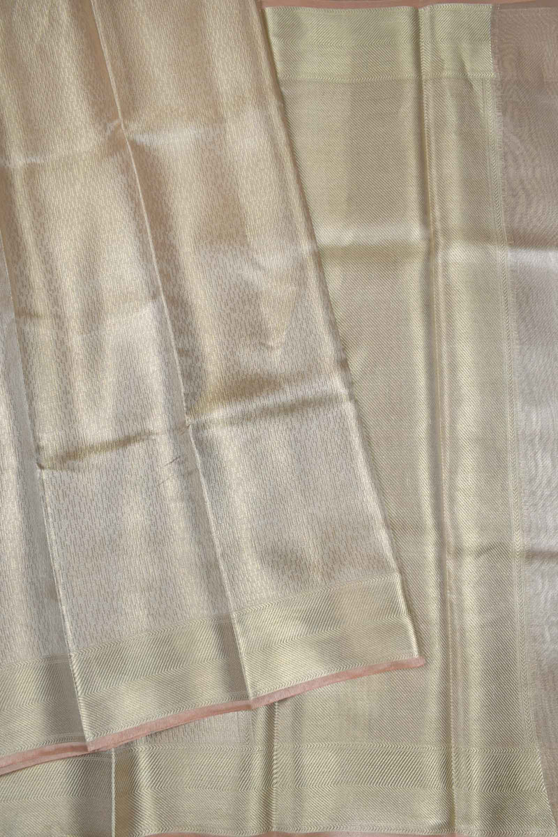 Ivory Pink Tissue Fancy Design Saree