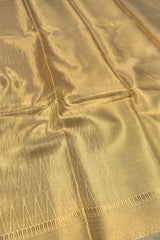 Golden Tissue Conifer Leaves Golden Zari Border Saree