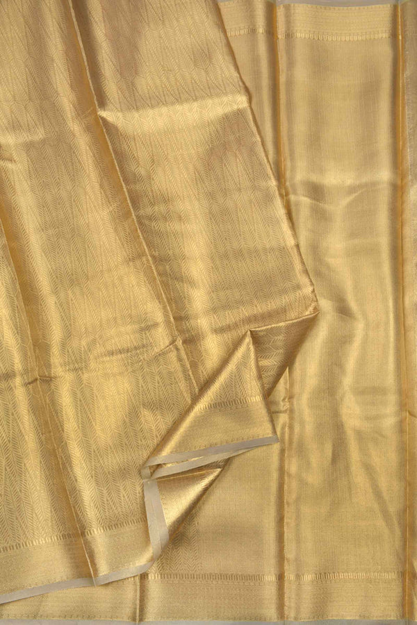 Golden Tissue Conifer Leaves Golden Zari Border Saree